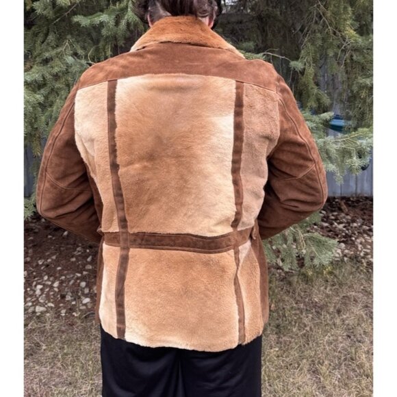 Robert Lewis 70s Shearling Suede Coat Men’s Large 44 Hippie Boho Western Jacket - Picture 2 of 13